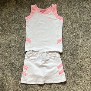 White and Pink Tank Top and Skort Set